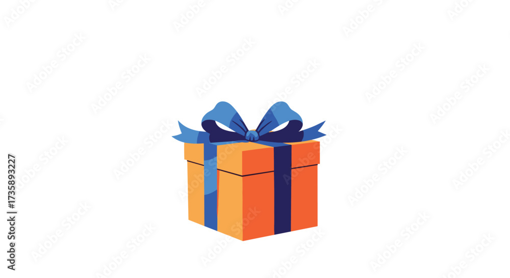 Obraz premium A decorated gift box with a blue ribbon and bow is ready for giving.