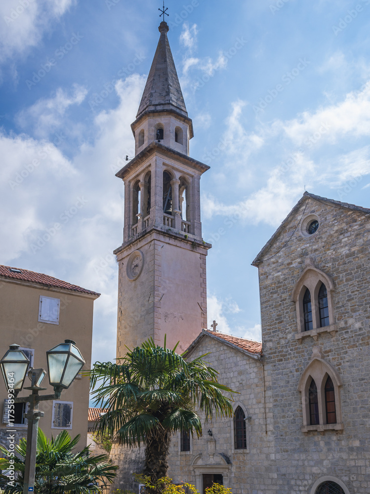 Fototapeta premium Cathedral of St John the Baptist on Old Town, historic part of Budva town, Montenegro