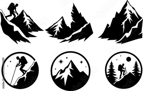 Mountain Hiking Adventure Silhouette Bundle