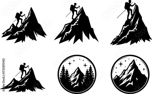 Mountain Hiking Adventure Silhouette Bundle