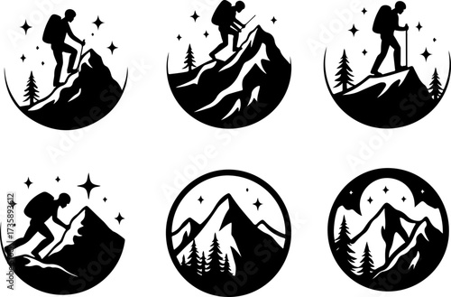 Mountain Hiking Adventure Silhouette Bundle