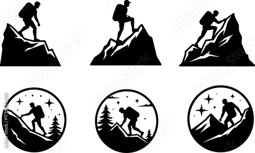 Mountain Hiking Adventure Silhouette Bundle