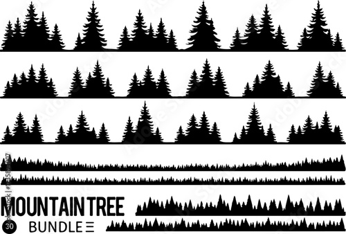 Mountain Tree Silhouette Bundle | Pine & Forest Clipart Pack
