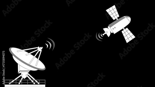 Satellite and Ground Antenna Communication Animation