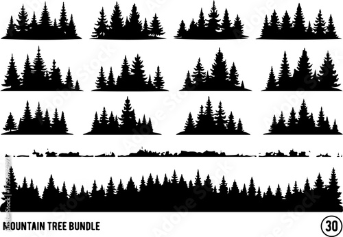 Mountain Tree Silhouette Bundle | Pine & Forest Clipart Pack