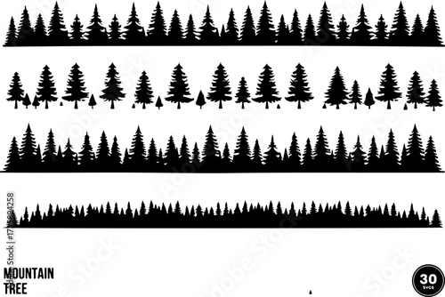 Mountain Tree Silhouette Bundle | Pine & Forest Clipart Pack