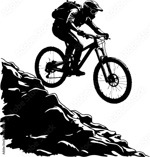 Mountain Biker Climbing Slope Silhouette”