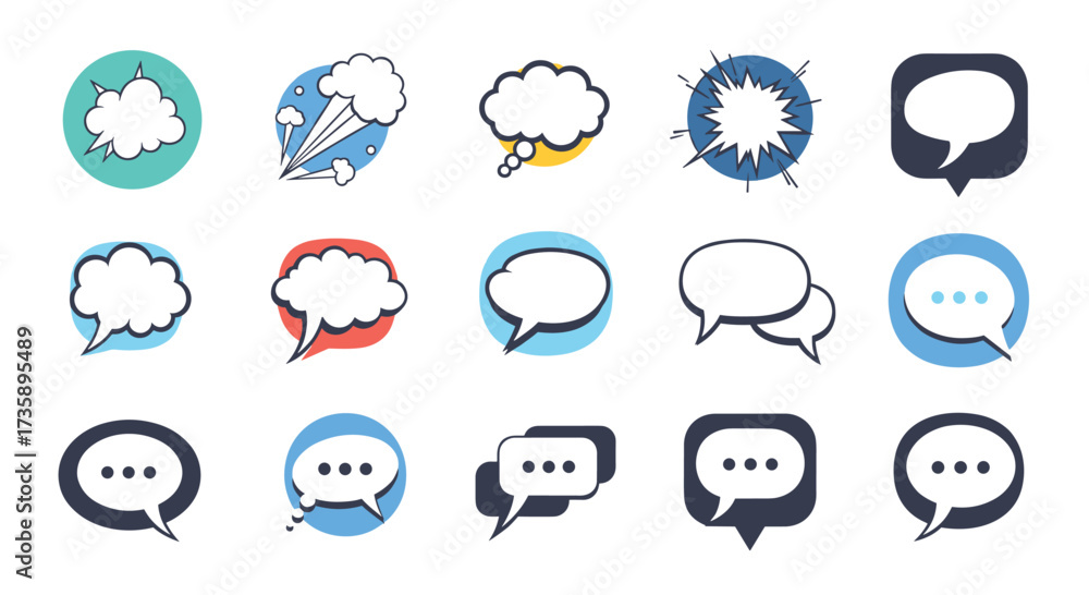 Obraz premium A collection of speech bubble icons for communication and conversation.