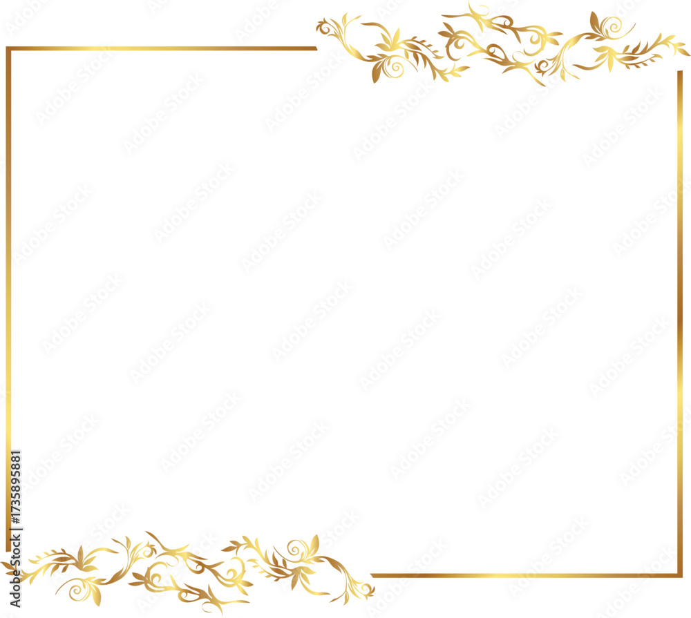 Obraz premium frame with leaves gold border Golden Border Warm Color Frame 