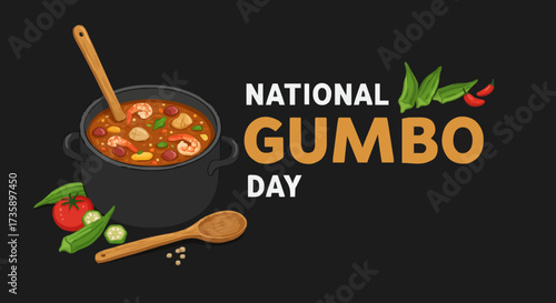 National gumbo day vector illustration, cooking