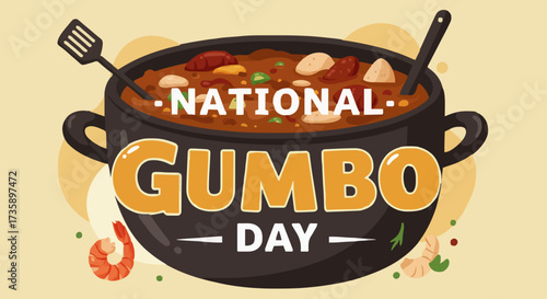 National gumbo day vector illustration, text