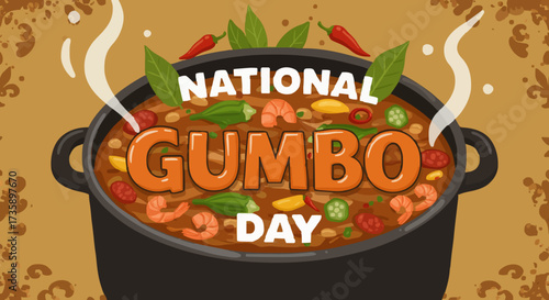 National gumbo day vector illustration, holiday