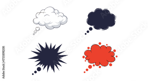 Four different styles of speech bubbles for comic books and cartoons.