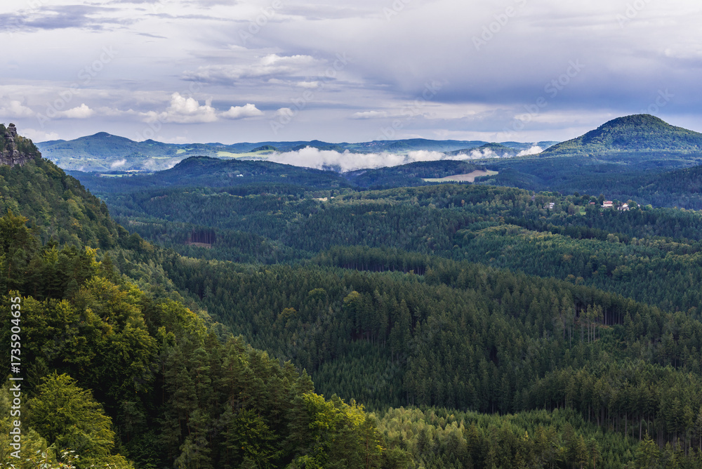 Fototapeta premium So called Bohemian Switzerland, viewm from one of the observation points near Pravcice Gate, Czech Republic