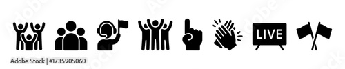Live broadcast tools items for streamer vector filled icon set