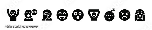 Negative emotions vector avatar filled icon set