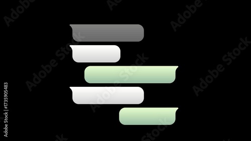 Animated messages scroll. Rolling social media chat UI clean text bubbles. Mobile scrolling conversation. Communication in messenger animation. Smartphone texting. Transparent Background MOV overlay