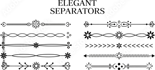 Elegant Separators Black and White Decorative Dividers Collection Set Design