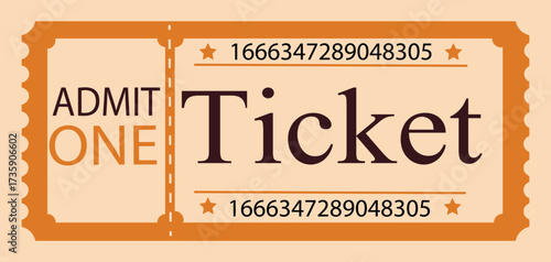 Vintage cute orange retro ticket