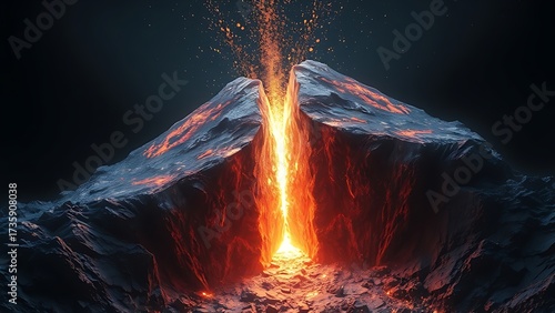 Glowing crystal tectonic plates collide, sending fractal shockwaves in slow motion.