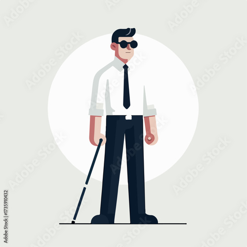 illustration of a blind person wearing glasses