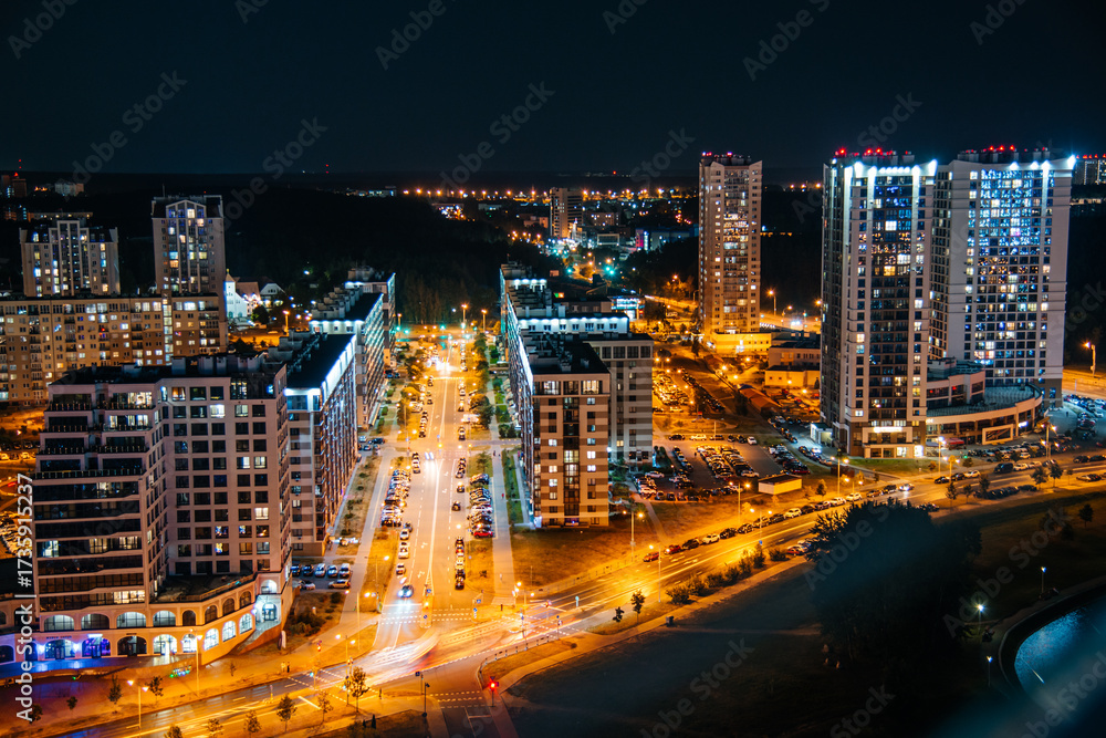 Obraz premium view of Minsk at night from the observation deck