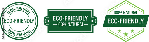 Set of eco-friendly and 100% natural badges and labels for sustainable products. badges and labels 
eco-friendly and 100% natural quality. Eco-friendly and natural product labels isolated a background