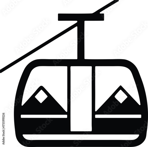 Ski Lift Vector Icon.