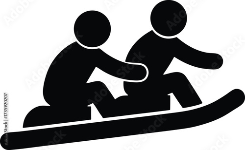 Sledding Vector Icon.