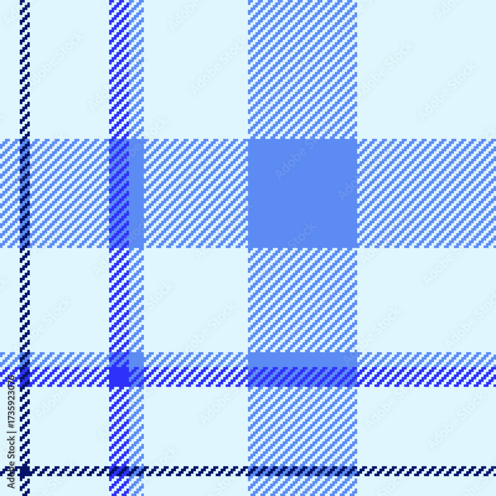 Fototapeta premium Swatch texture tartan seamless, vibrant fabric background plaid. Smooth vector textile check pattern in blue and light colors.
