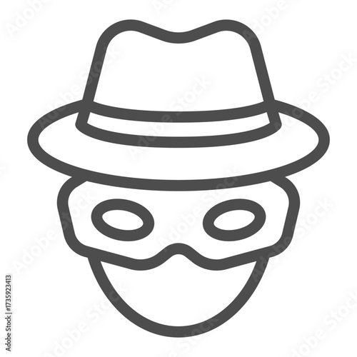 Anonymous man with glasses and hat line icon, cyber monday concept. Vector graphics. Head of incognito customer, advisor sign on white background, outline style icon of mobile or web design.