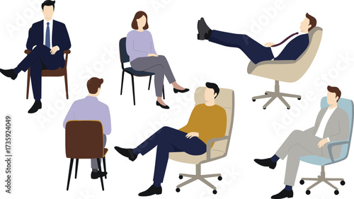 Business meeting, group discussion, teamwork collaboration, office chairs, casual conversation, corporate brainstorming, therapy session, professional 
