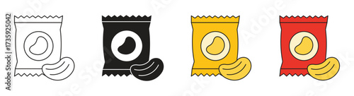 Chips packet icon set. snack potato chips bag vector symbol. Vector illustration of snack icon .