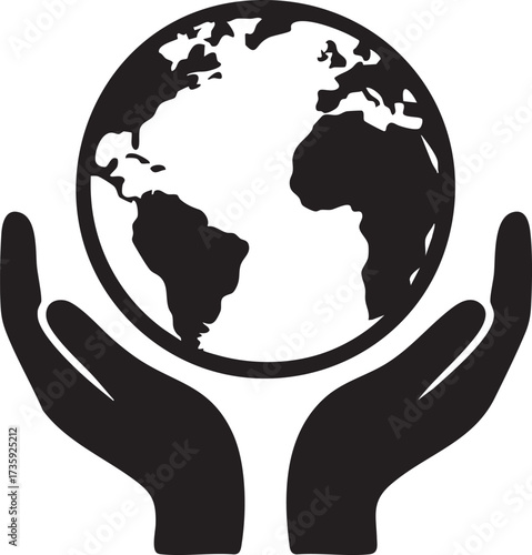 Hands Holding Globe silhouette vector