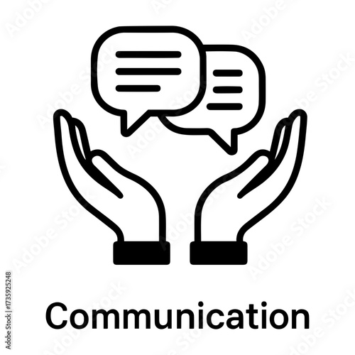 Customer assessment icon  Two hands holding two speech bubbles with horizontal lines inside them icon