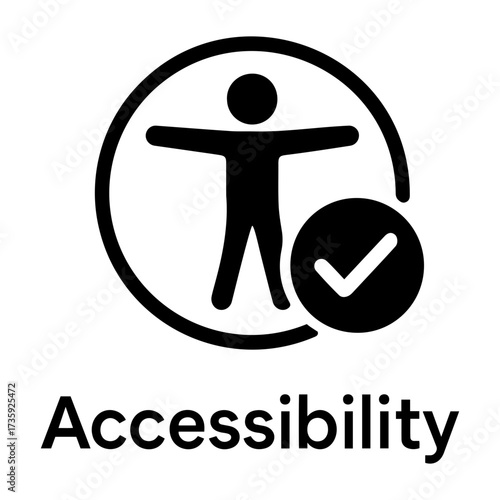 Customer assessment icon vector Silhouette of person inside circle with check mark indicating accessibility