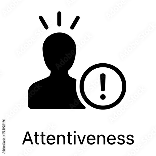 Customer assessment icon vector Silhouette of a person with exclamation mark and radiating lines above head