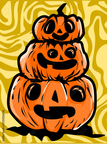 Ilustracion de calabazas con fondo