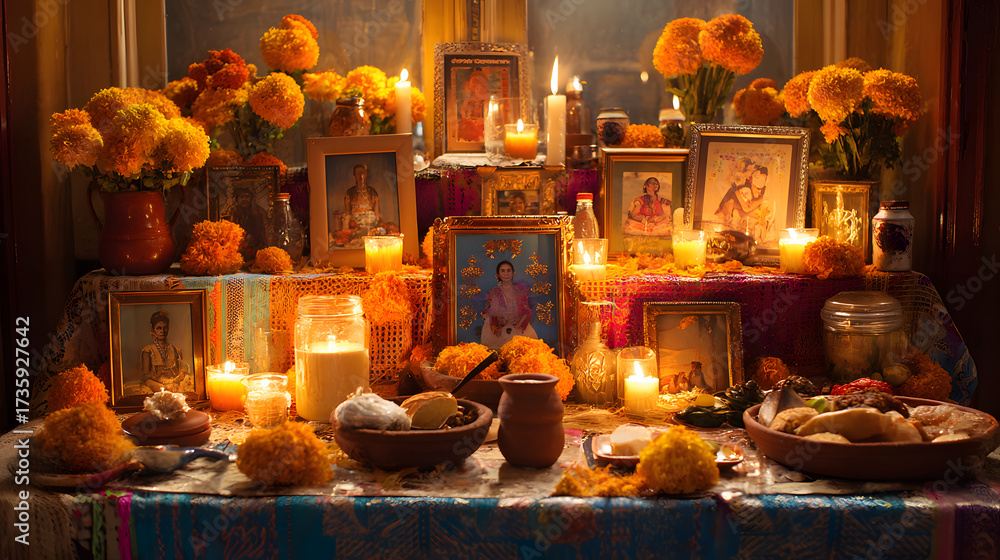 Fototapeta premium Traditional Día de los Muertos Ofrenda – Altar of Remembrance