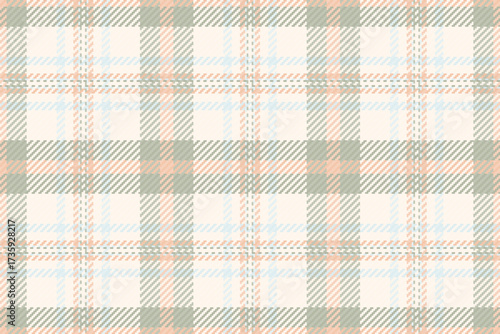 Formal textile check vector, scotland fabric tartan plaid. Hunter pattern texture seamless background in sea shell and pastel colors.