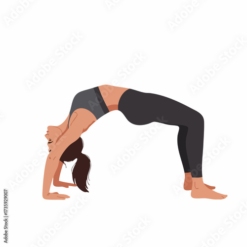 Flat Design Woman Doing Bridge Pose Exercise Wellness Illustration