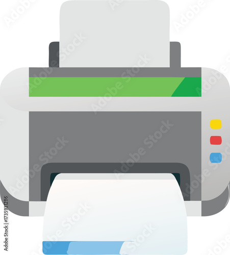 A printer with a stack of paper placed on top, ready for printing tasks.