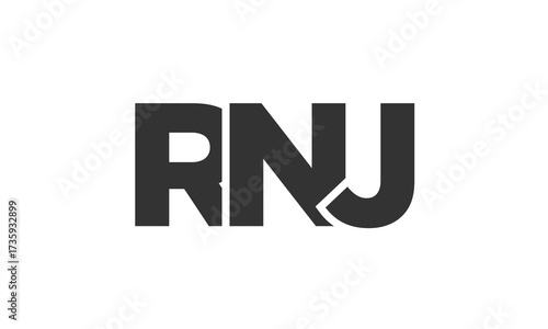 RNJ logo design template with strong and modern bold text. Initial based vector logotype featuring simple and minimal typography. Trendy company identity.