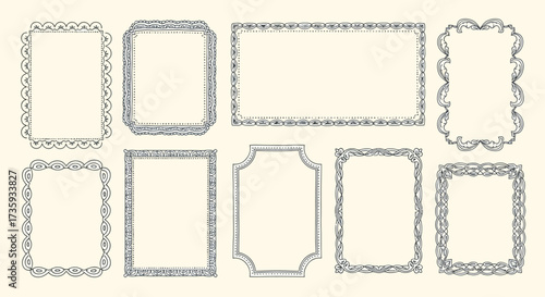 Vector art of collection of vintage frame illustration featuring decorative borders