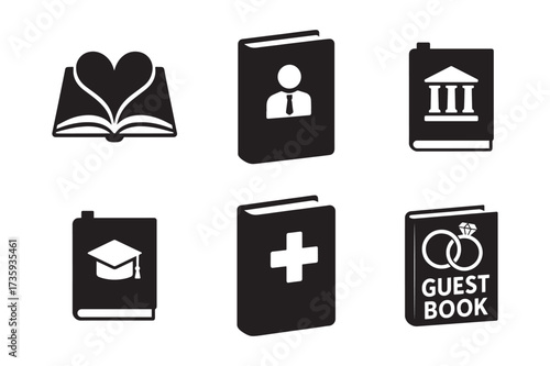 Collection of diverse book illustrations for educational and literary themes isolated on white background
