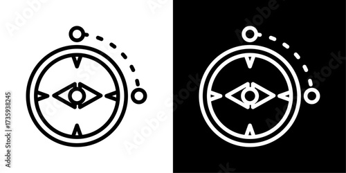 Azimuth Icon Of Flat Black And White Style Vector  