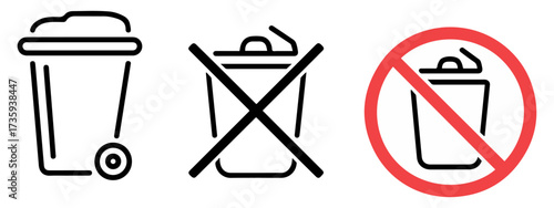 no trash waste bin icon vector