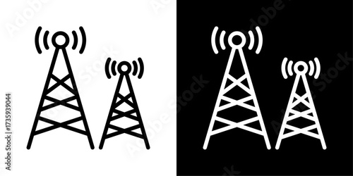Base Station Icon Of Flat Black And White Style Vector  