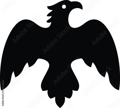 Black Silhouette of an Eagle with Wings Spread Wide bird raptor