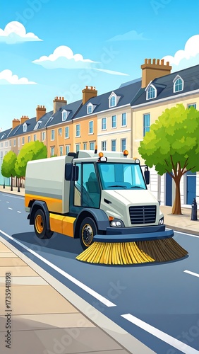 City street cleaning truck